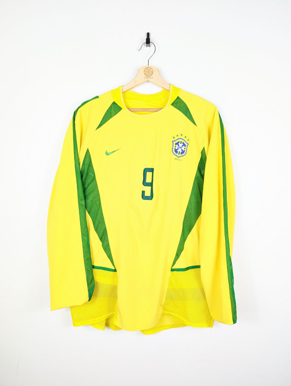 Original Brazil Home Jersey 2002-2004 #9 Ronaldo - XL