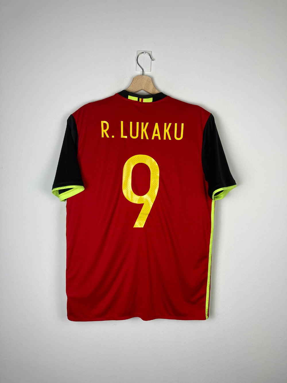 Original Belgium Home Jersey 2016 #9 of Romelu Lukaku - L
