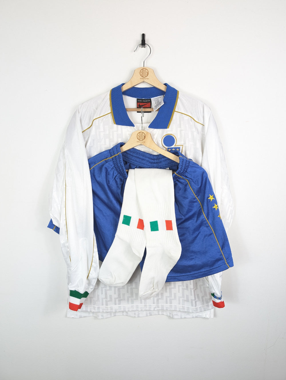 Original Italy *Matchworn U21 Full kit* Away Jersey 1995-1996 #4 - L