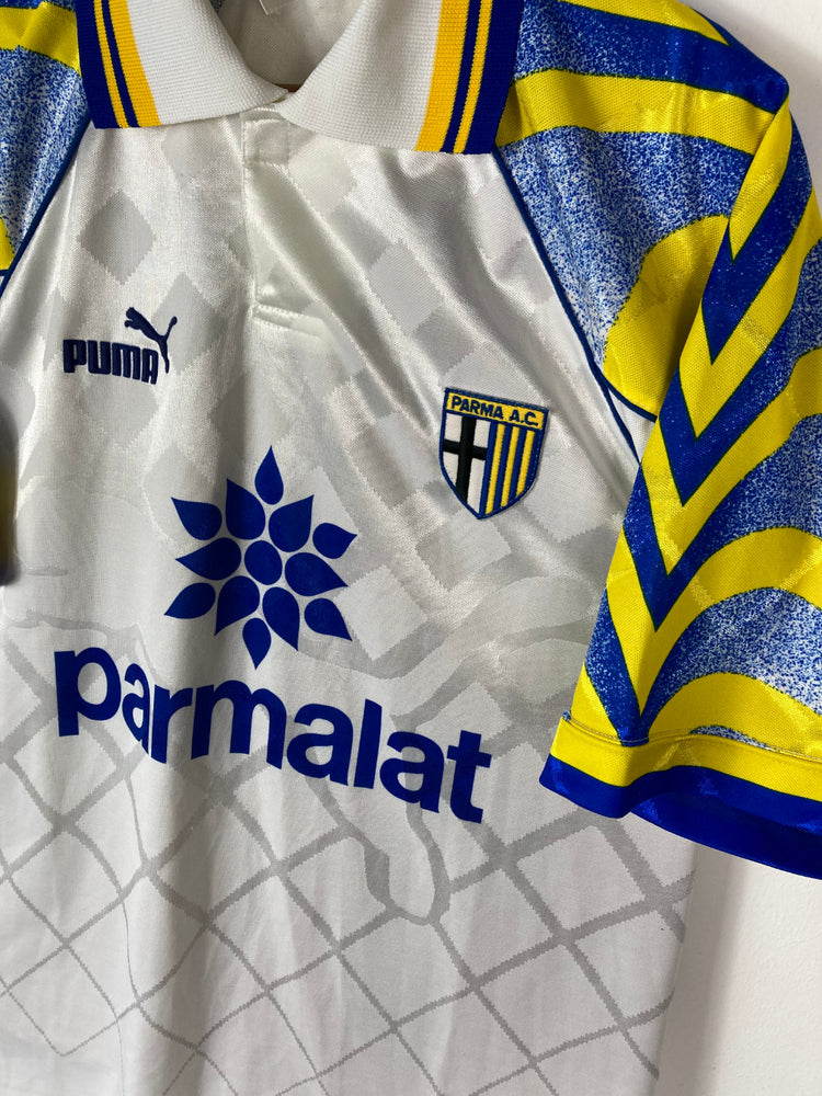 
                  
                    Original Parma Calcio 1913 *Matchworn vs Fiorentina* Away Jersey 1996-1997 #14 Mussi - XL
                  
                