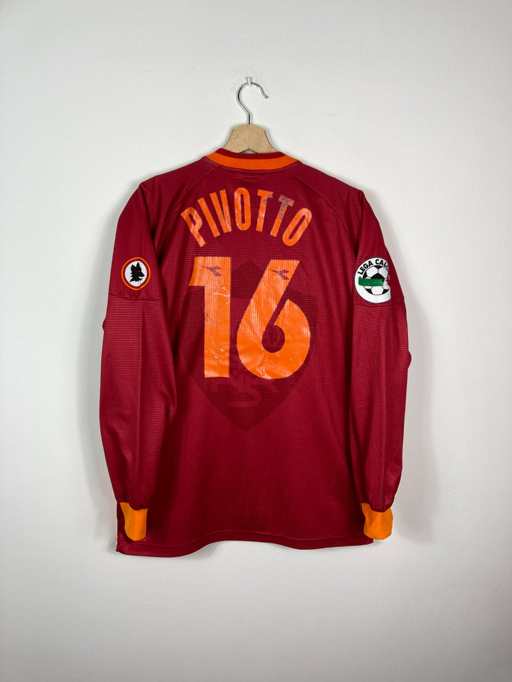 Original AS Roma *Matchworn* Home Jersey 1997-1998 #16 Pivoto - XL