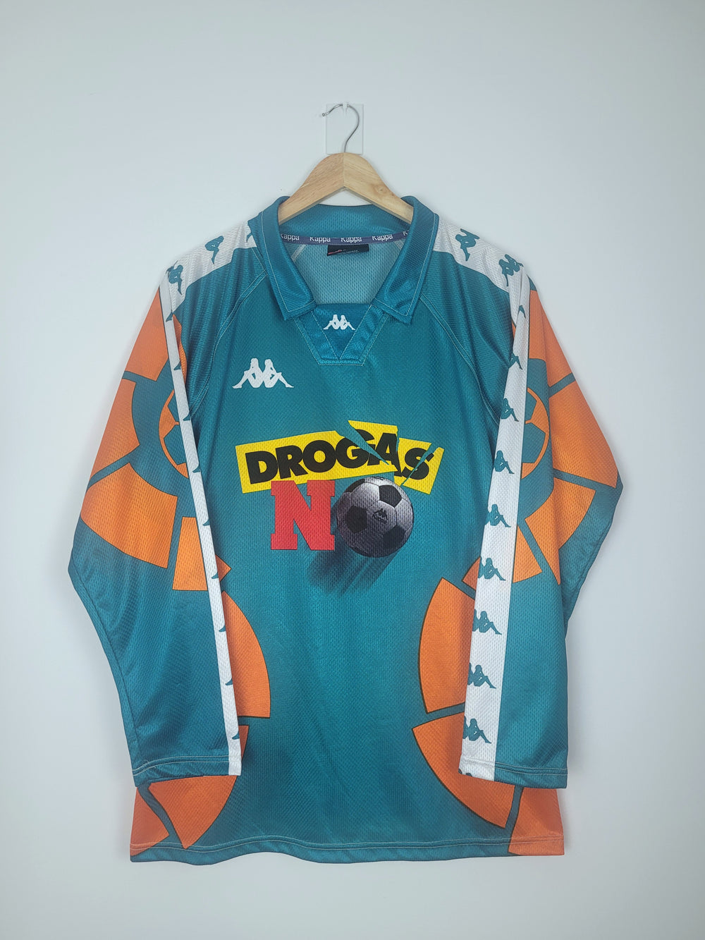 Original La Liga 'Drogas No' *Matchworn*Jersey 1997 of Benjamin Zarandona - XL
